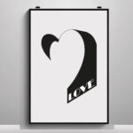 Herz Love Poster Hochwertig Din A4 Kunstdruck Fine Art Bild Wandbild Dekoration Bauhaus Liebe Minimalismus Post-05