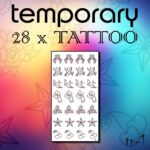 28 x Tattoo Temporary Tattoo Einmal Tattoos Body Sticker Karneval Fasching Wasserfest Schwarz Modell Oldschool Klebetattoo TP01