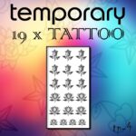 19 x Tattoo Temporary Tattoo Einmal Tattoos Body Sticker Karneval Fasching Wasserfest Schwarz Modell Rose Lotus Lotusblüte Blumen Klebetattoo TP04