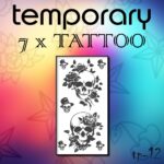 7 x Tattoo Temporary Tattoo Einmal Tattoos Body Sticker Karneval Fasching Wasserfest Schwarz Modell Skull Totenkopf Klebetattoo TP12