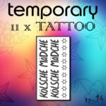 11 x Tattoo Kölsche Mädche Köln Temporary Tattoo Einmal Tattoos Body Sticker Karneval Fasching Kölle Alaaf Wasserfest Klebetattoo Schwarz TP14