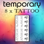 8 x Tattoo Kölsche Mädche Köln Temporary Tattoo Einmal Tattoos Body Sticker Karneval Fasching Kölle Alaaf Wasserfest Klebetattoo Schwarz TP15