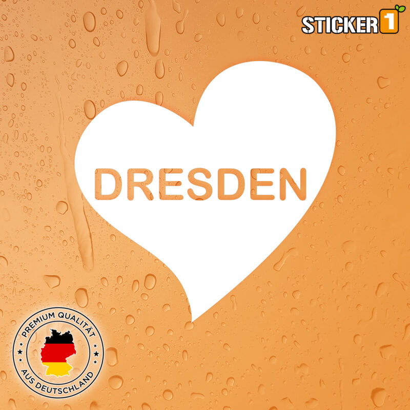 Aufkleber Sticker 1 www.sticker-1.com Premium Konturgeschnitten Dresden Stadt I Love You Ich Liebe Dresden für Wohnwagen,LKW, Auto, Motorrad... Klebt auf allen glatten Oberflächen. Bis zu 8 Jahre haltbar. Wetterbeständig und Waschanlagenfest.