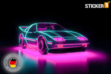 Sportwagen Poster Synthwave 80s Neon Stil