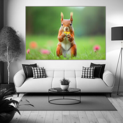 Eichhörnchen Poster Skippy isst Blumen. Exklusiv bei Sticker 1