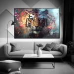 Tiger Poster Kampftiger mit blauen Augen von Sticker 1 auf sticker-1.com