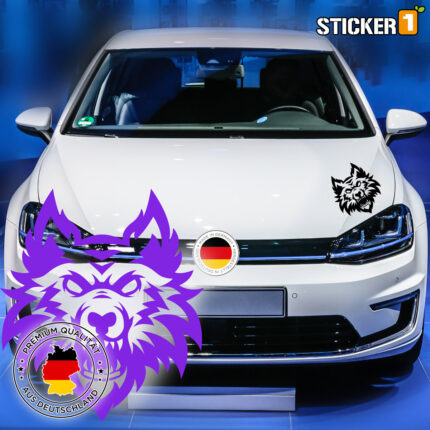 Ein Premium-Sticker mit dem Bild eines bösen Wolfes.