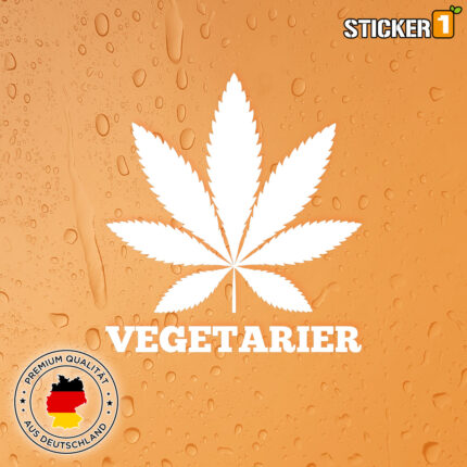 Witziger Cannabis Vegetarier Sticker in verschiedenen Farben