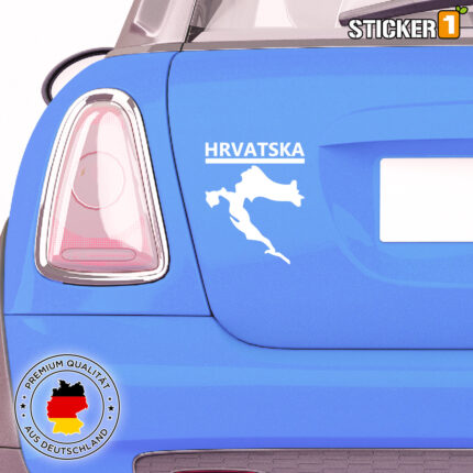 Kroatien Sticker Auto: Ein Premium-Sticker mit der Aufschrift "Hrvatska" in kroatischer Sprache, um Ihre Liebe für Kroatien zu zeigen.
