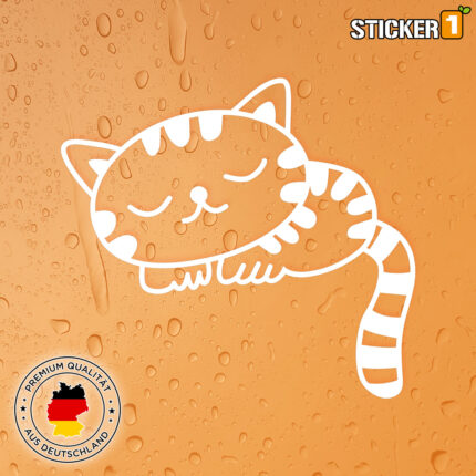 Schlafende, getigerte Katze auf Sticker-1.com als Katze Sticker