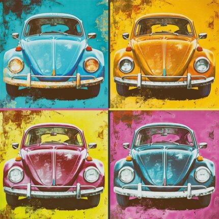 VW Käfer VW Beetle Popart Poster in belebender, positiver Farbgebung