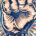 Graffiti-Poster mit der Abbildung einer Faust