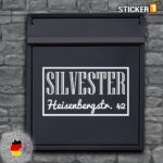 Aufkleber Briefkasten mit Namen und Straße und Hausnummer - Hochwertig, Wetterfest