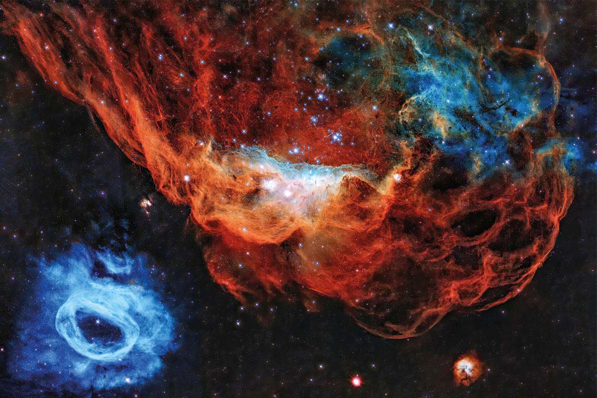 NASA Poster bestellen: Poster des Tapisserie aus brennenden Sterngeburten, aufgenommen vom Hubble-Teleskop der NASA