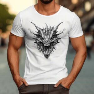 Weihnachts T-shirt - T-shirts selbst gestalten 303 T-Shirt Drache, Black Dragon