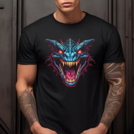 T-Shirt Drache Dragon Damen Herren - Schwarz