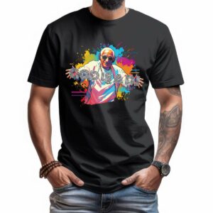 Weihnachts T-shirt - T-shirts selbst gestalten 326 T-Shirt God is a DJ Papst als DJ