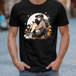 Weihnachts T-shirt - T-shirts selbst gestalten 251 T-Shirt Anime Katze Girl Cat