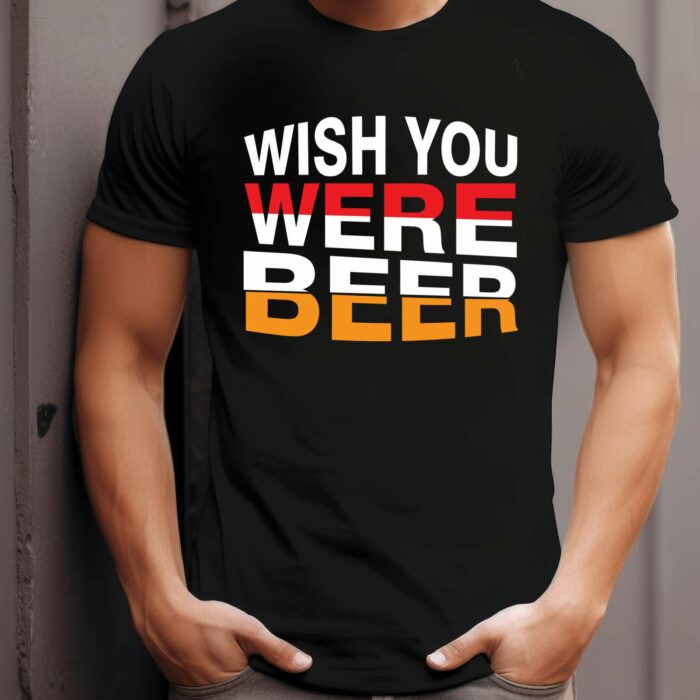 T-Shirt Bier Wish You Were Beer Damen Herren - Schwarz