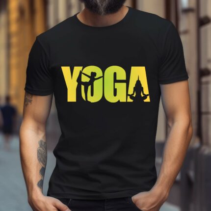 T-Shirt Yoga Damen Herren - Schwarz