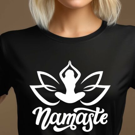 T-Shirt Yoga Namaste Damen Herren - Schwarz