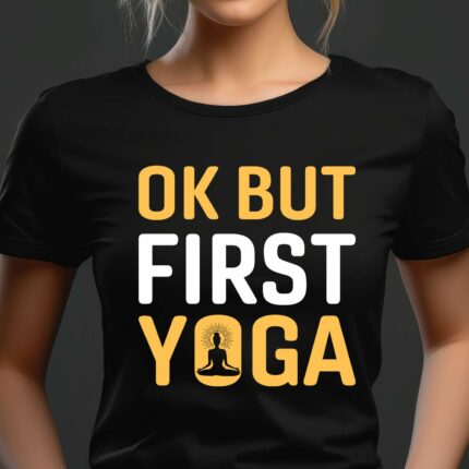 T-Shirt Yoga Spruch Peace Love Yoga - Schwarz