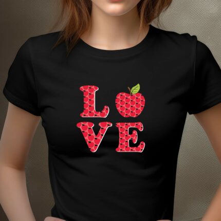 T-Shirt Love Apple - Schwarz