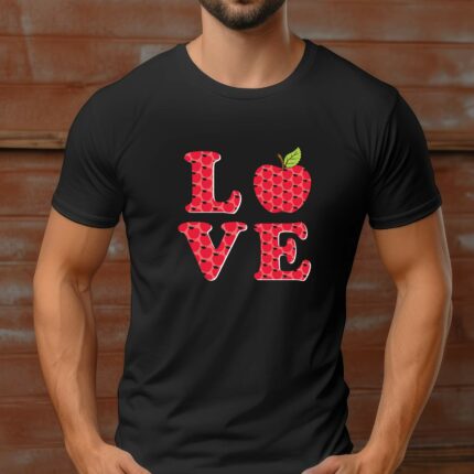 T-Shirt Love Apple - Schwarz
