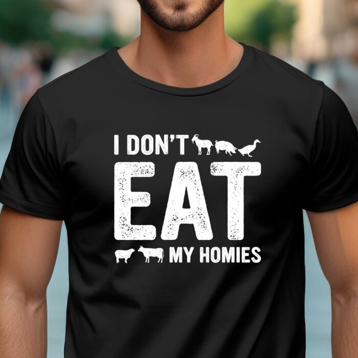 T-Shirt Vegan I dont eat my homies - Schwarz