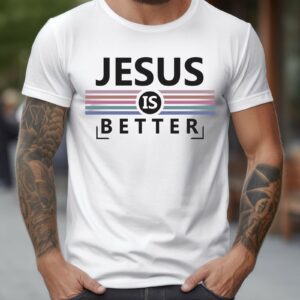 Weihnachts T-shirt - T-shirts selbst gestalten 331 T-Shirt Gott Jesus Is Better Damen/Herren - Schwarz