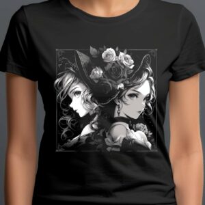 Weihnachts T-shirt - T-shirts selbst gestalten 253 T-Shirt Anime Rosenmädchen Damen/Herren - Schwarz