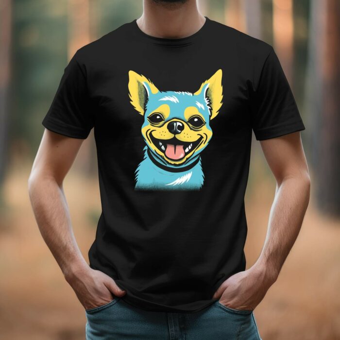 T-Shirt Chihuahua Happy Art Damen/Herren - Schwarz