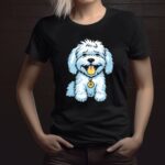 T-Shirt Yorkshire Malteser Happy Art Damen/Herren - Schwarz