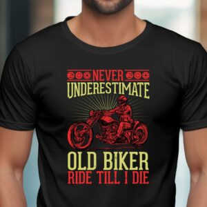 T-Shirt Biker Old Biker Motorrad Damen/Herren - Schwarz