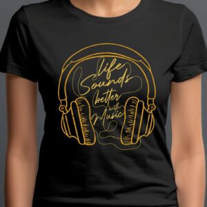 XXL Poster | Wandposter bestellen | Sticker 1 158 T-Shirt Musik life is better with music Damen/Herren - Schwarz