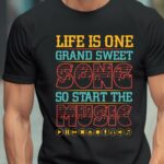 T-Shirt Start the music Damen/Herren - Schwarz