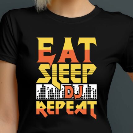 T-Shirt J Eat sleep dj repeat Damen/Herren - Schwarz