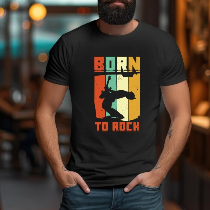 T-Shirt Rock born to rock Damen/Herren - Schwarz