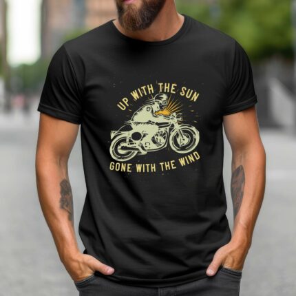 T-Shirt Motorcycle Biker Up With the Sun Motorrad Damen/Herren - Schwarz