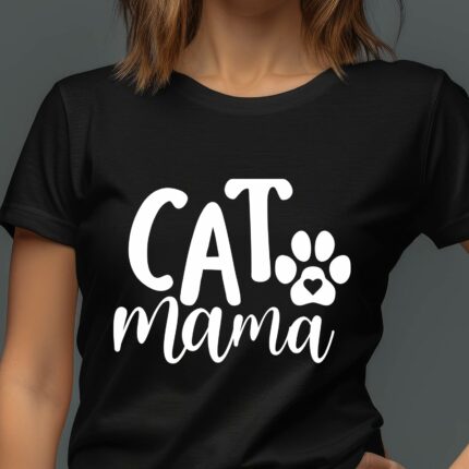 T-Shirt Katzenmama Cat Mama Damen/Herren - Schwarz