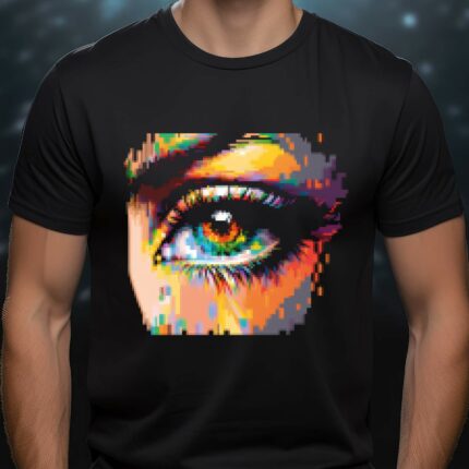 T-Shirt Auge einer wunderschönen Frau Pixel Art Damen/Herren - Schwarz