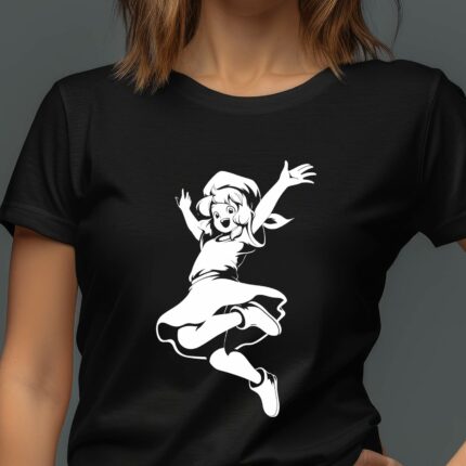 T-Shirt Retro Mädchen Jump Damen/Herren - Schwarz