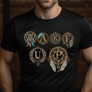 Die besten Motorrad T-Shirts mit Hochauflösendem Druck bei Sticker1! 144 T-Shirt Wake Up Traumfänger Consiousness Art Damen/Herren - Schwarz