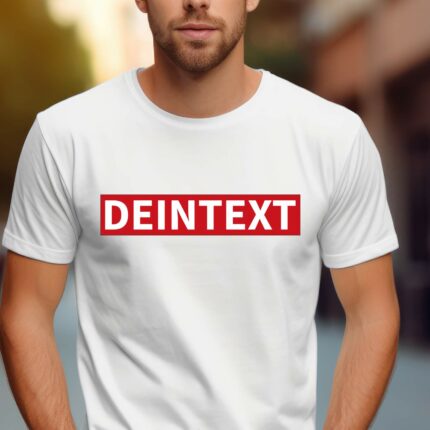 T-Shirt DEIN TEXT T-Shirt Personalisierbar Rot Sq-Design Damen/Herren - Weiß