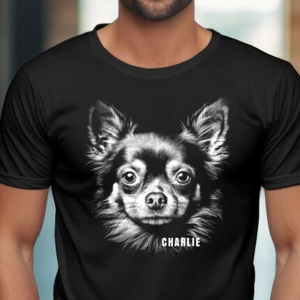 T-Shirt T-Shirt Chihuahua Personalisierbar Name Hund Damen/Herren - Schwarz