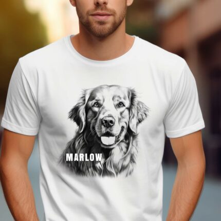 T-Shirt Golden Retriever Marlow Personalisierbar Name Hund Damen/Herren - Weiß