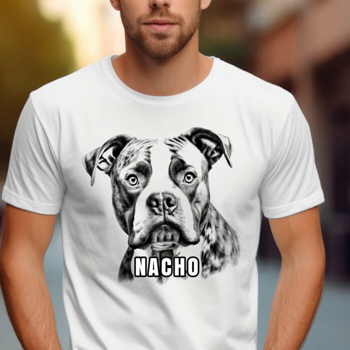 T-Shirt American Bulldog Personalisierbar Name Hund Damen/Herren - Weß