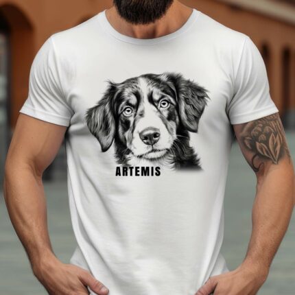 T-Shirt Appenzeller Sennenhund Name Hund Damen/Herren - Weiß - Modell Artemis