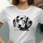 T-Shirt Dackel Personalisierbares T-Shirt Name Hund Damen/Herren - Weiß - Modell Cookie