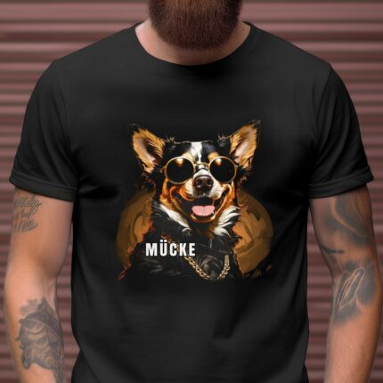 T-Shirt Chihuahua Mücke Personalisierbares T-Shirt Name Hund - Schwarz - Modell Mücke